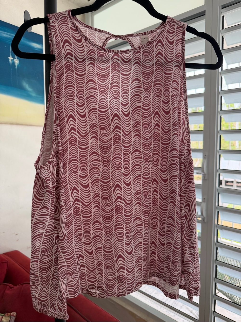 Wave-Print Sleeveless Camisole in Dusty Rose